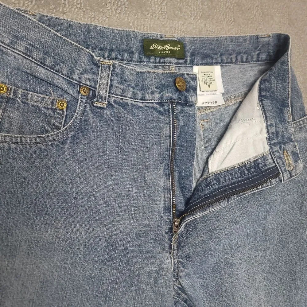 Vintage Eddie Bauer Capri Jeans Womens 8 Petite Blue Denim Cotton Cropped Pants